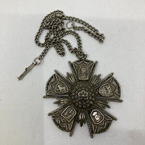 Vtg 1970 medieval medallion renaissance silver tone necklace